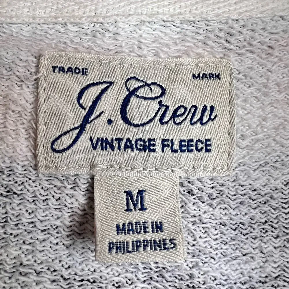 J. Crew Vintage Cropped Hoodie Medium Stripe Vintage Terry Navy Blue White AJ621